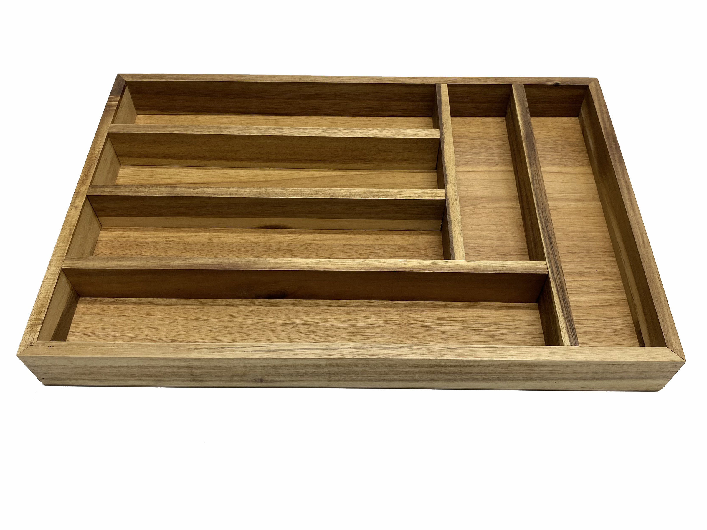Acacia Wood 6-Compartment Flatware Tray