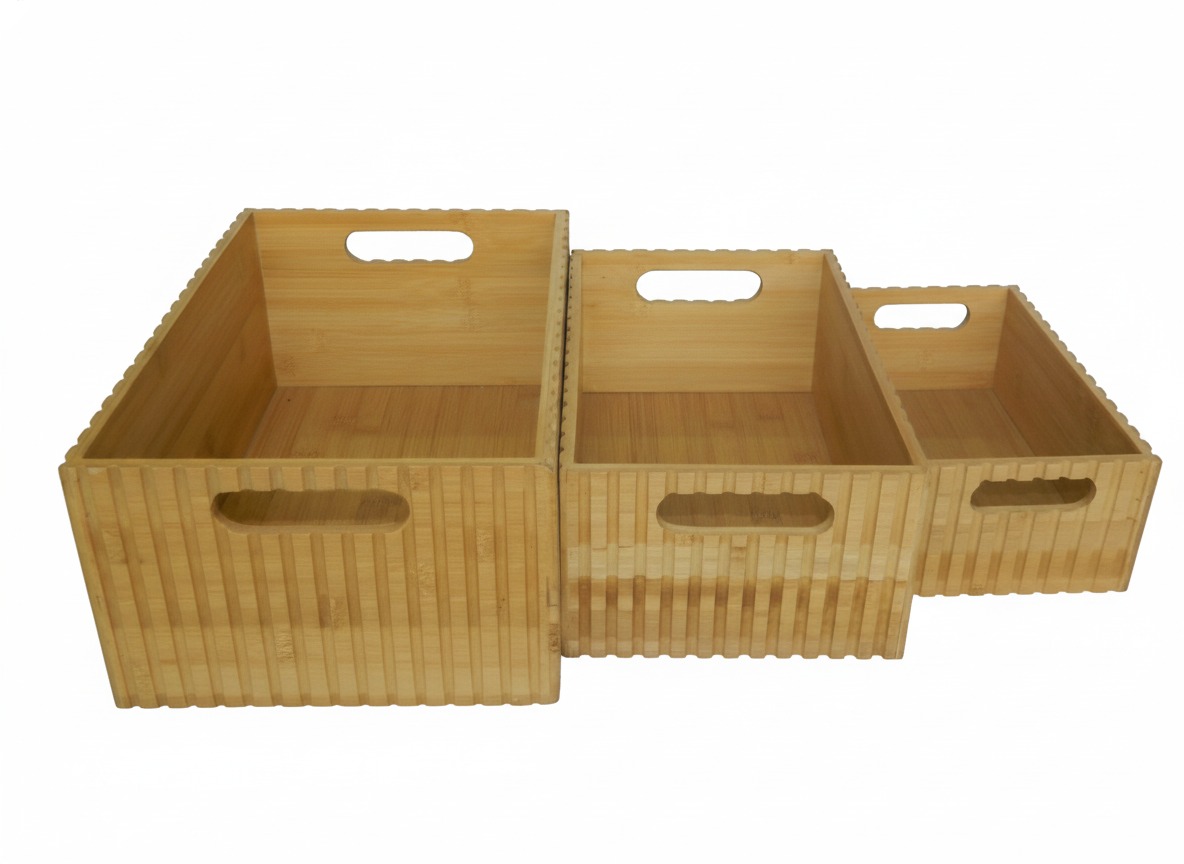Bamboo fluted storage bins