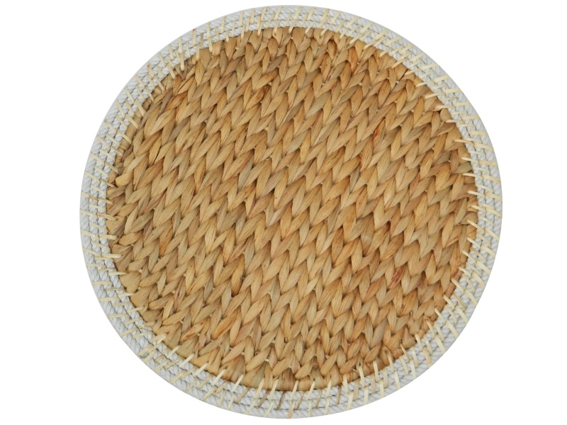 Round Water Hyacinth Placemat with Rope Rim - Handwoven Tableware